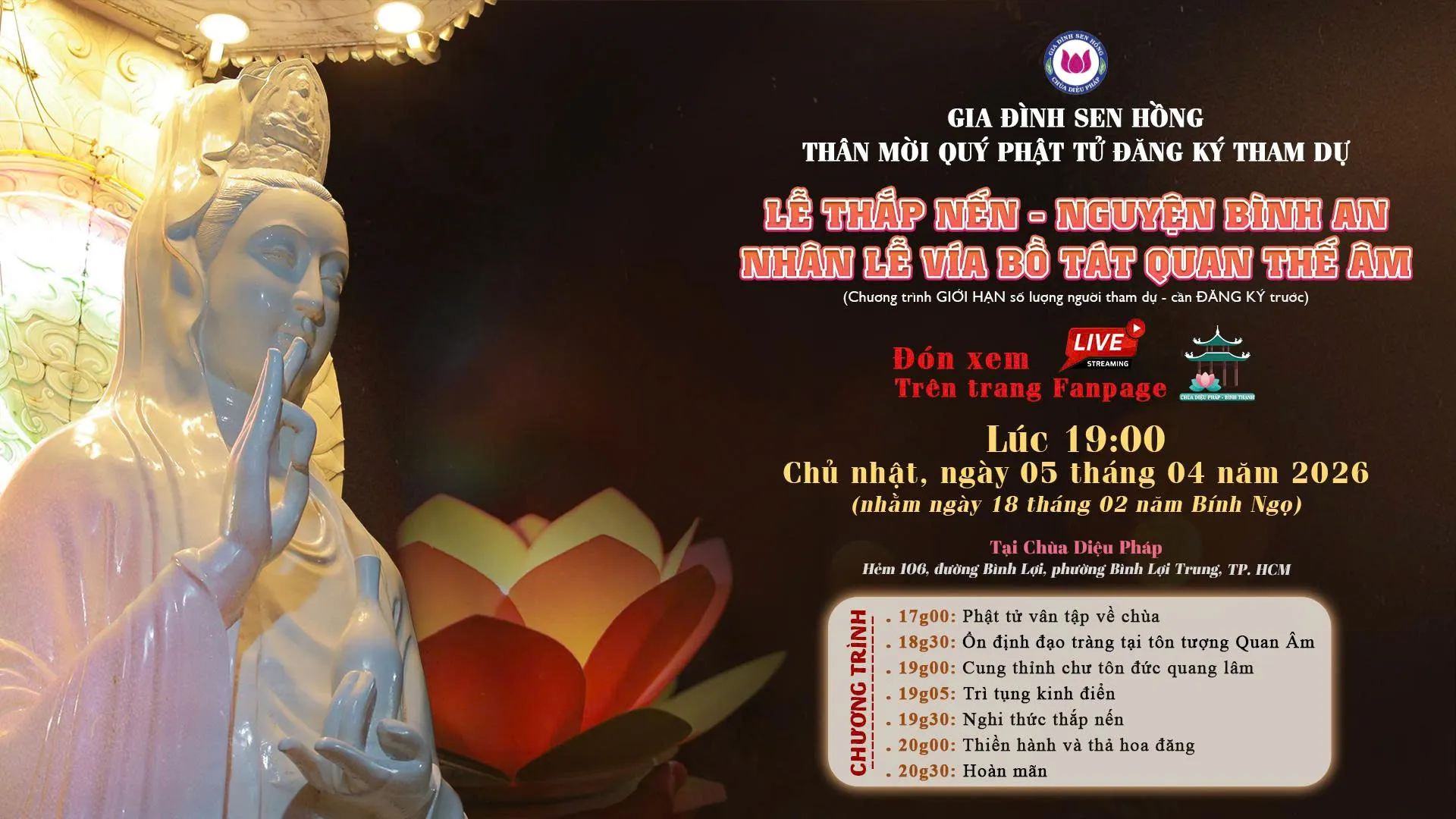 LỄ THẮP NẾN - NGUYỆN BÌNH AN NHÂN LỄ VÍA BỒ TÁT QUAN THẾ ÂM