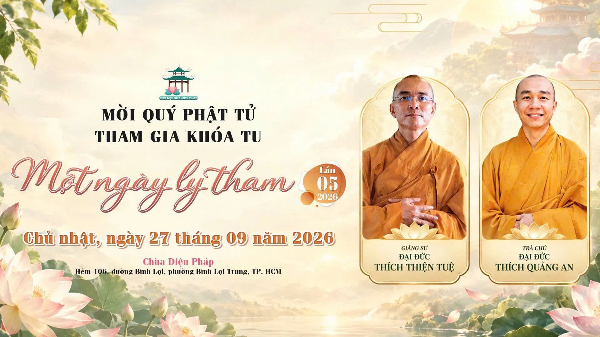 KHÓA TU "MỘT NGÀY LY THAM" LẦN 05
